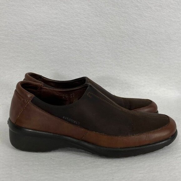 🔥 3/$15 🔥 Stonefly Climacontrol Two Tone Leather Slip On Loafer 6.5 Brown - Picture 5 of 10